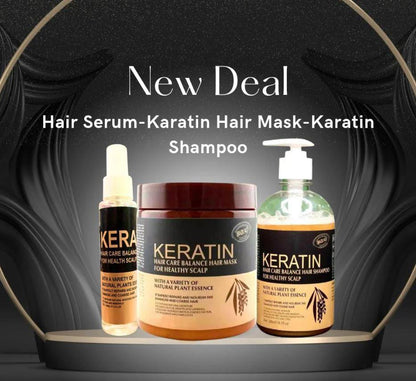 Deal 3 In 1 Hair Keratin Mask+Shampoo+Serum